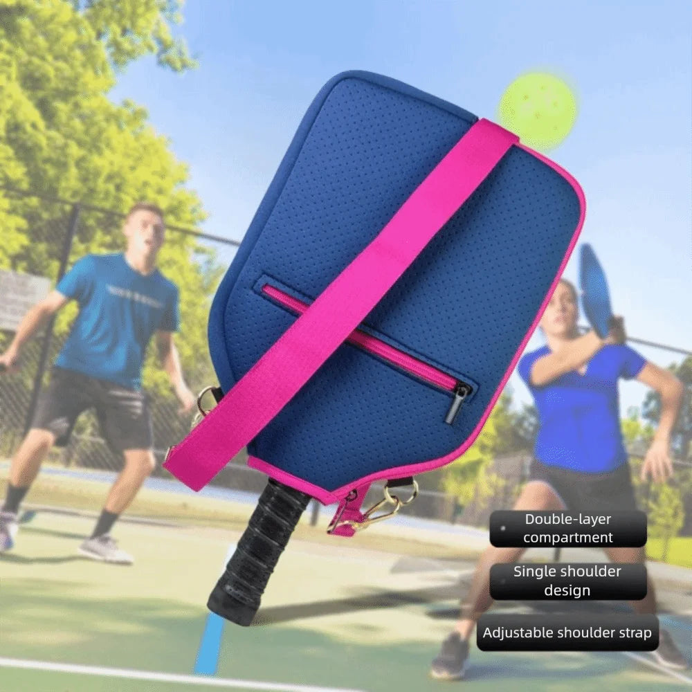 Large Capacity Pickleball Crossbody Bag Waterproof Zipper Closure Pickleball Paddle Cover Adjustable Strap Professional