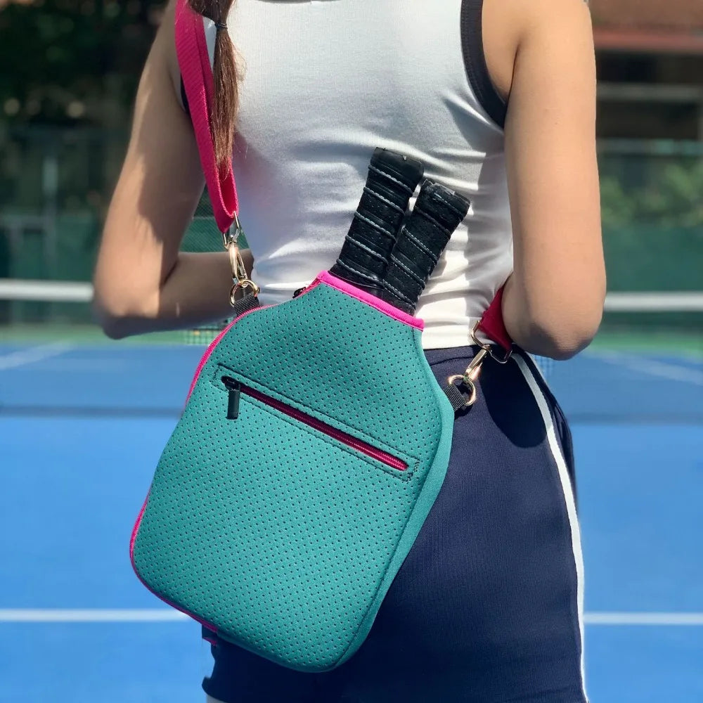 Large Capacity Pickleball Crossbody Bag Waterproof Zipper Closure Pickleball Paddle Cover Adjustable Strap Professional